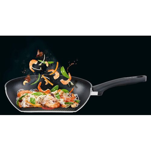 테팔 Tefal G10719 So Tough Wokpfanne (28 cm, Aluminium, Empfohlen von Star-Koch Steffen Henssler) schwarz