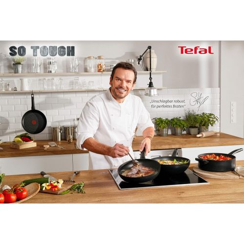 테팔 Tefal G10719 So Tough Wokpfanne (28 cm, Aluminium, Empfohlen von Star-Koch Steffen Henssler) schwarz