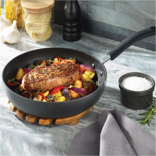 테팔 [아마존베스트]T-fal E76507 Ultimate Hard Anodized Nonstick 12 Inch Fry Pan with Lid, Dishwasher Safe Frying Pan, Black