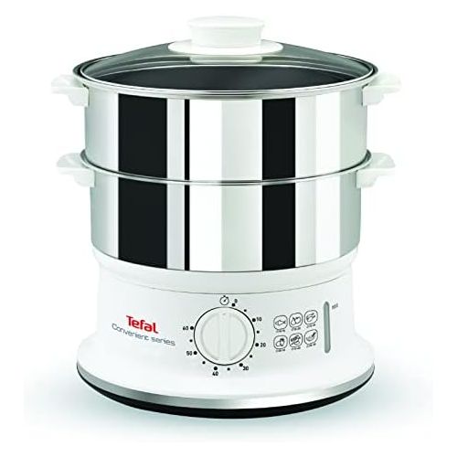 테팔 Tefal VC1451 Convenient Series Dampfgarer (Volumen: 6l, Timer, 2 Behalter, Wasserstandsanzeige) weiss/edelstahl