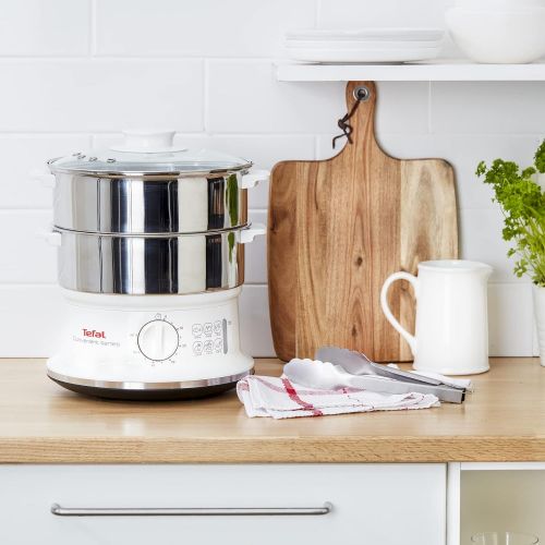 테팔 Tefal VC1451 Convenient Series Dampfgarer (Volumen: 6l, Timer, 2 Behalter, Wasserstandsanzeige) weiss/edelstahl