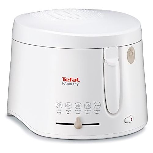 테팔 Tefal Maxi Fry FF1000 Fritteuse (1900 Watt, regelbare Temperatur, warmeisoliert, 1 kg Fassungsvermoegen) weiss