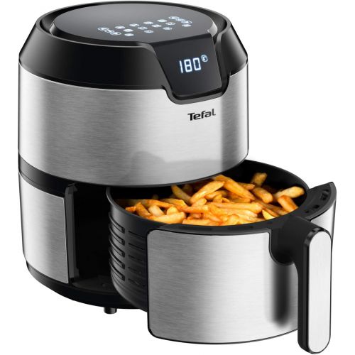 테팔 Tefal EY401D Easy Fry Deluxe Heissluftfritteuse (1500 Watt, 4 l Kapazitat, fuer bis zu 6 Portionen) edelstahl/schwarz