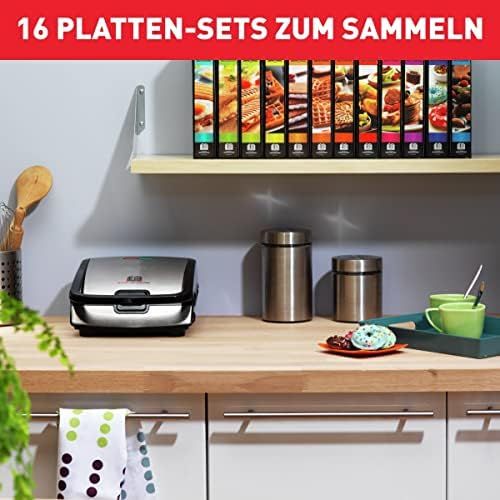 테팔 Tefal SW852D Snack Collection Waffeleisen und Sandwichmaker, 700 Watt, schwarz/edelstahl