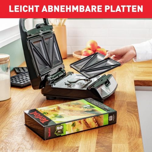 테팔 Tefal SW852D Snack Collection Waffeleisen und Sandwichmaker, 700 Watt, schwarz/edelstahl