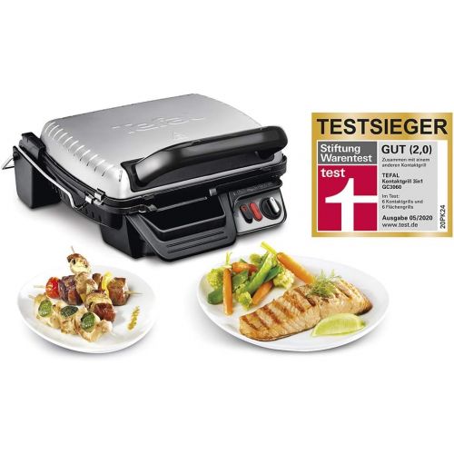 테팔 Tefal GC3060 Kontaktgrill 3-in-1 (2000 Watt, 19 x 31,5 cm) silber