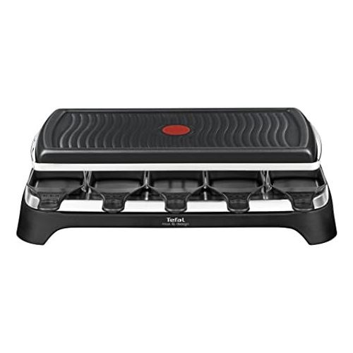 테팔 Tefal RE4588 Raclette-Grill fuer 10 Personen, 1350 W, schwarz/edelstahl