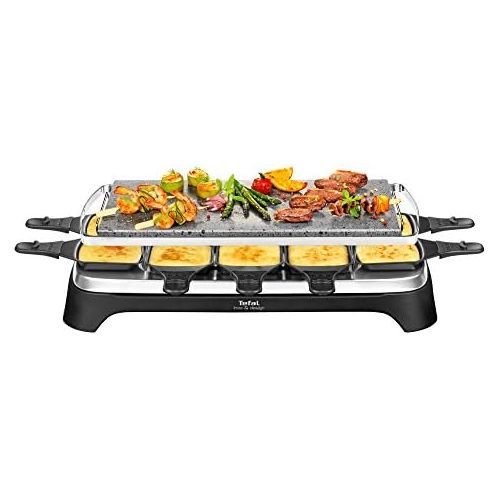 테팔 Tefal PR4578 Pierrade Raclette fuer 10 Personen mit abnehmbarer Grillplatte, 1350 W, schwarz/edelstahl