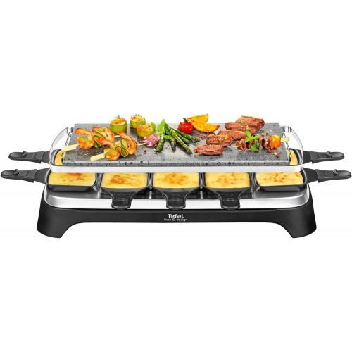 테팔 Tefal PR4578 Pierrade Raclette fuer 10 Personen mit abnehmbarer Grillplatte, 1350 W, schwarz/edelstahl