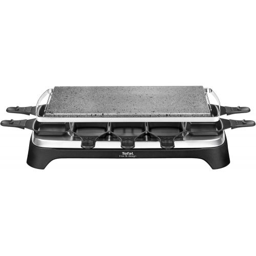 테팔 Tefal PR4578 Pierrade Raclette fuer 10 Personen mit abnehmbarer Grillplatte, 1350 W, schwarz/edelstahl