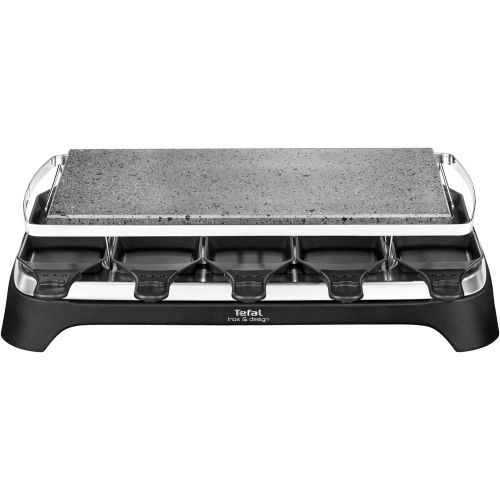 테팔 Tefal PR4578 Pierrade Raclette fuer 10 Personen mit abnehmbarer Grillplatte, 1350 W, schwarz/edelstahl