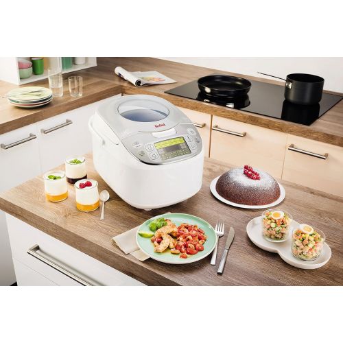 테팔 Tefal RK8121 Multicooker 45 in 1, 750 W, 5 L Kapazitat, 45 Kochfunktionen, Warmhaltefunktion, LC-Display, inklusiv Rezeptbuch, weiss