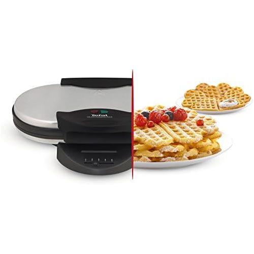 테팔 Tefal WM 311D Herzwaffeleisen doppel, 1200 Watt, 2 x 17 cm Durchmesser, Edelstahl gebuerstet