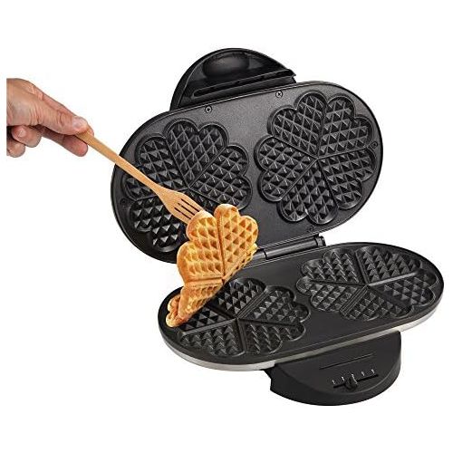 테팔 Tefal WM 311D Herzwaffeleisen doppel, 1200 Watt, 2 x 17 cm Durchmesser, Edelstahl gebuerstet