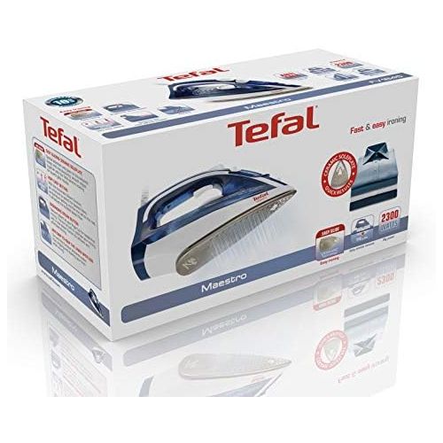 테팔 Tefal FV1845 Maestro Dampfbuegeleisen (2300 Watt, 270 ml Wassertank) blau/weiss