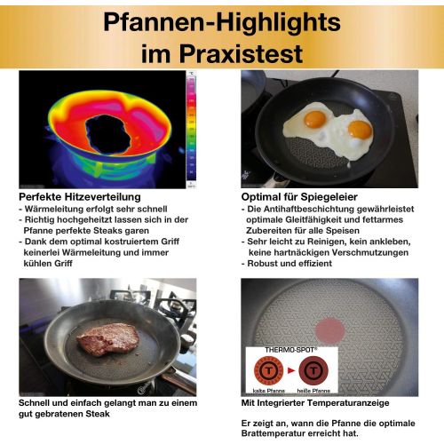 테팔 Tefal A43506 Induktion Pfannenset 4-teilig 2x 28 cm und Jamie Oliver Glasdeckel 28cm, Testsieger 2019 1,3 sehr gut Optimale Hitzeverteilung und Gleitfahigkeit, Antihaft Pfanne, Ind