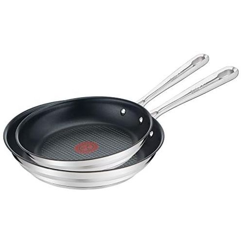 테팔 Tefal E011S2 Jamie Oliver Brushed Pfannenset, 2-teilig, bestehend aus Pfanne 24 cm (E85604) und Pfanne 28 cm (E85606), Edelstahl