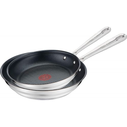 테팔 Tefal E011S2 Jamie Oliver Brushed Pfannenset, 2-teilig, bestehend aus Pfanne 24 cm (E85604) und Pfanne 28 cm (E85606), Edelstahl