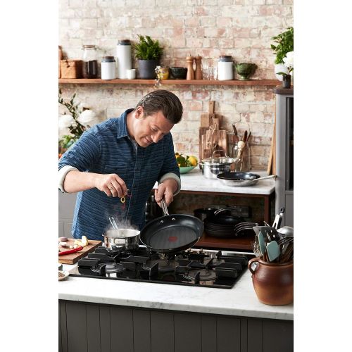 테팔 Tefal E011S2 Jamie Oliver Brushed Pfannenset, 2-teilig, bestehend aus Pfanne 24 cm (E85604) und Pfanne 28 cm (E85606), Edelstahl