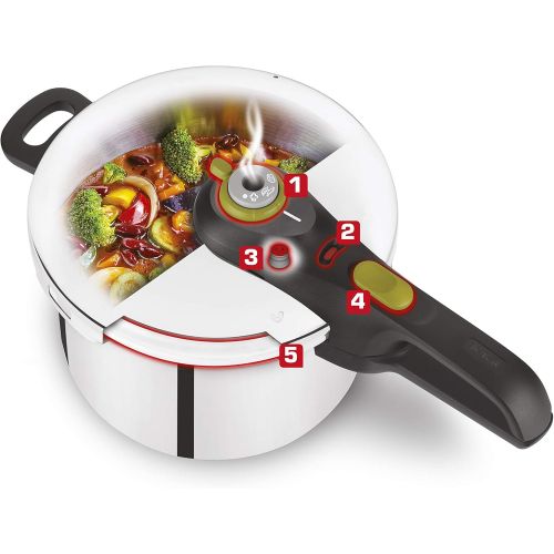 테팔 Tefal P2530737 Schnellkochtopf, Secure 5 Neo Induktion, 5 Ebenen Sicherheit, 6 Liter, silber