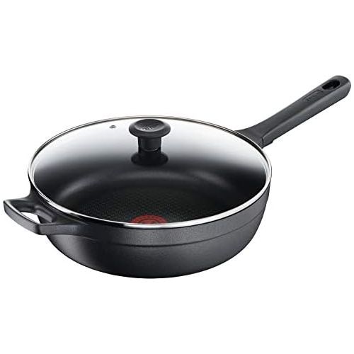 테팔 Tefal G60537 Trattoria Schmorpfanne, mit Glasdeckel, antihaftbeschichtet, 28 cm, schwarz