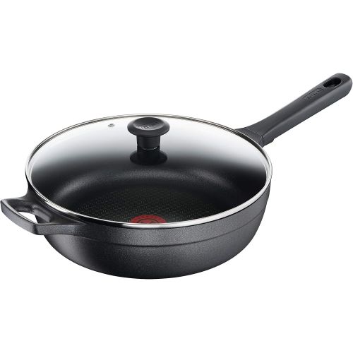 테팔 Tefal G60537 Trattoria Schmorpfanne, mit Glasdeckel, antihaftbeschichtet, 28 cm, schwarz