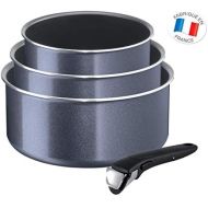 [아마존베스트]Tefal Ingenio Elegance L23193 Kasserollen-Set 4 tlg. (16 cm, 18 cm, 20 cm), Aluminium, inklusive abnehmbarer Ingenio 5 Griff, grau/blau