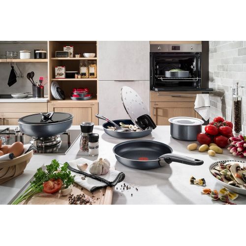 테팔 Tefal Ingenio Elegance L23193 Kasserollen-Set 4 tlg. (16 cm, 18 cm, 20 cm), Aluminium, inklusive abnehmbarer Ingenio 5 Griff, grau/blau