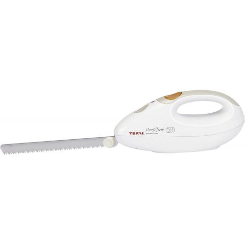 테팔 Tefal 8523.31 Elektrisches Messer (100 Watt, 2x Edelstahlklingen, geeignet fuer Tiefkuehl-Gut) weiss/greige