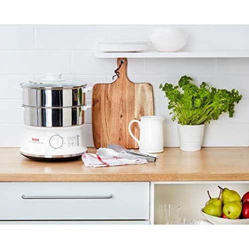 테팔 Tefal VC1451 Convenient Series Dampfgarer (Volumen: 6l, Timer, 2 Behalter, Wasserstandsanzeige) weiss/edelstahl