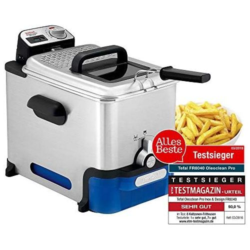 테팔 Tefal FR8040 Pro Inox & Design Fritoese Oleoclean, 3.5 l, schwarz/edelstahl