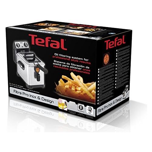 테팔 Tefal FR5101 Fritteuse Filtra Pro Inox and Design, Timer, warmeisoliert, Clean-Oil-System, 2300 W, edelstahl / schwarz