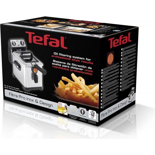 테팔 Tefal FR5101 Fritteuse Filtra Pro Inox and Design, Timer, warmeisoliert, Clean-Oil-System, 2300 W, edelstahl / schwarz