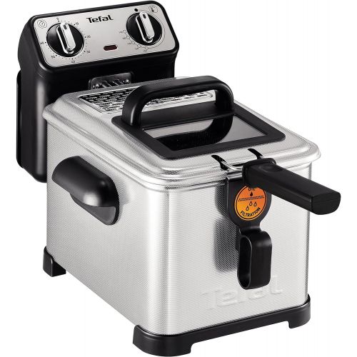 테팔 Tefal FR5101 Fritteuse Filtra Pro Inox and Design, Timer, warmeisoliert, Clean-Oil-System, 2300 W, edelstahl / schwarz