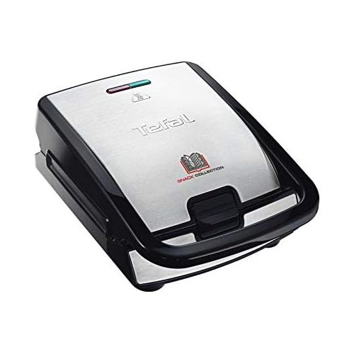 테팔 Tefal SW852D Snack Collection Waffeleisen und Sandwichmaker, Elektrogrill, Multigrill, 2 austauschbare Plattensets, Antihaftbeschichtet, 700 Watt, Edelstahl, schwarz, silber