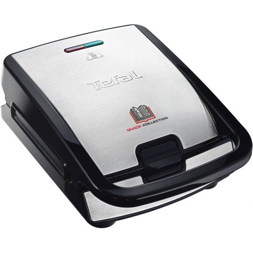 테팔 Tefal SW852D Snack Collection Waffeleisen und Sandwichmaker, Elektrogrill, Multigrill, 2 austauschbare Plattensets, Antihaftbeschichtet, 700 Watt, Edelstahl, schwarz, silber