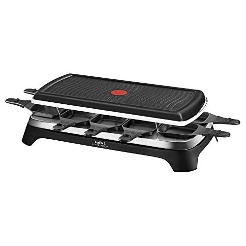 테팔 Tefal RE4588 Raclette-Grill fuer 10 Personen, 1350 W, schwarz/edelstahl