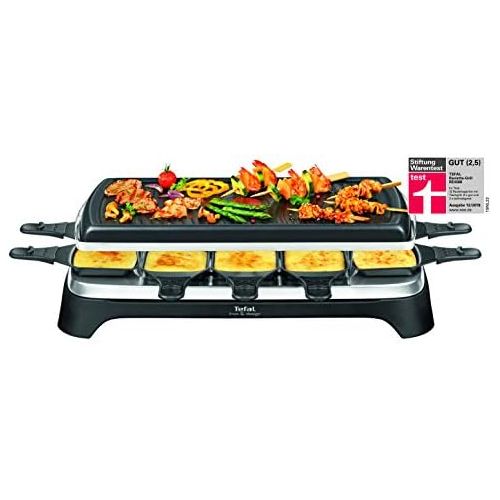 테팔 Tefal RE4588 Raclette-Grill fuer 10 Personen, 1350 W, schwarz/edelstahl