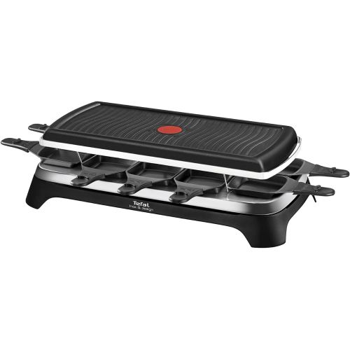 테팔 Tefal RE4588 Raclette-Grill fuer 10 Personen, 1350 W, schwarz/edelstahl