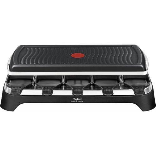 테팔 Tefal RE4588 Raclette-Grill fuer 10 Personen, 1350 W, schwarz/edelstahl