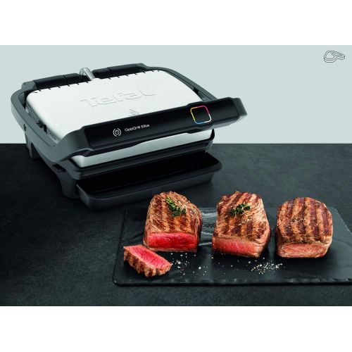 테팔 Tefal Optigrill Elite Elektrogrill fuer den Innen- und Aussenbereich, automatischer Grillsensor, Intuitive Anleitung, Schnellversiegelung, 12 automatische Programme, 2000 W