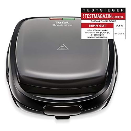 테팔 Tefal SW341B Snack Time mit Multifunktionsgerat fuer Waffeln und Sandwiches inklusiv 2 Plattensets, 700 W, grau/schwarz