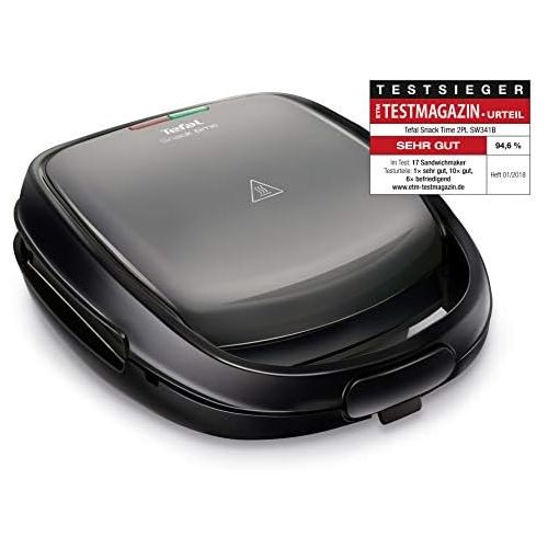 테팔 Tefal SW341B Snack Time mit Multifunktionsgerat fuer Waffeln und Sandwiches inklusiv 2 Plattensets, 700 W, grau/schwarz