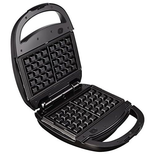 테팔 Tefal SW341B Snack Time mit Multifunktionsgerat fuer Waffeln und Sandwiches inklusiv 2 Plattensets, 700 W, grau/schwarz