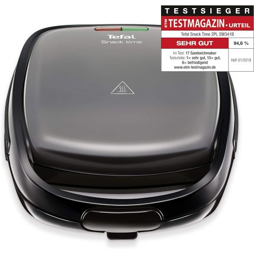 테팔 Tefal SW341B Snack Time mit Multifunktionsgerat fuer Waffeln und Sandwiches inklusiv 2 Plattensets, 700 W, grau/schwarz