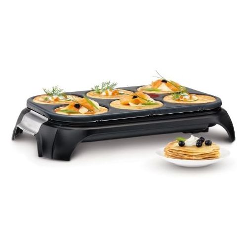 테팔 Tefal Crep Party Edelstahl & Design PY558813 - Pfannkuchen- und Antihaftbeschichtung aus Edelstahl mit einer Kapazitat fuer 6 Pfannkuchen, Pfannkuchen oder Pfannkuch