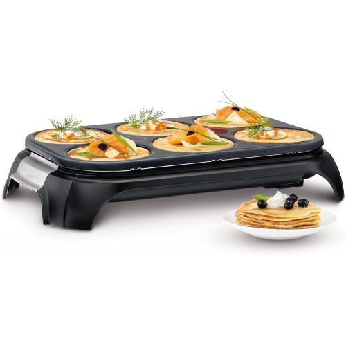 테팔 Tefal Crep Party Edelstahl & Design PY558813 - Pfannkuchen- und Antihaftbeschichtung aus Edelstahl mit einer Kapazitat fuer 6 Pfannkuchen, Pfannkuchen oder Pfannkuch