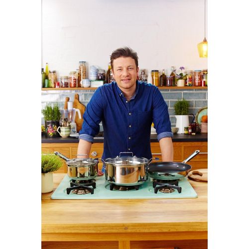 테팔 Tefal Jamie Oliver Induction Pan Set, Model E89 TEST Winner Series, Frying Pan, Saute Pan, Wok Pan, Coated, Oven-Safe, Dishwasher Safe, Suitable for All Types of Cookers