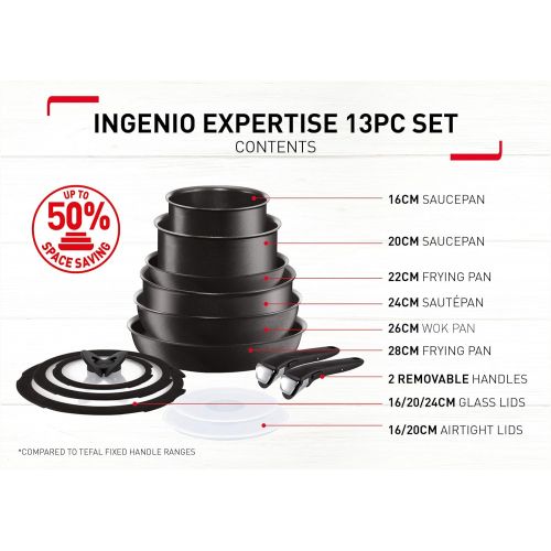 테팔 Tefal (T-Fal) Ingenio 13 Piece Induction Pan Set with Detachable Handles