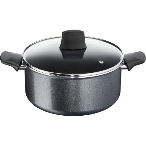 테팔 Tefal c3674602Elegance Saucepan + Lid, Aluminium, Black, 24cm